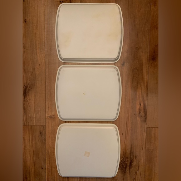 MCM Vintage Christmas Serving Trays Plastic Christmas Tree Poinsettia 12x10 - Picture 4 of 4